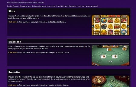 zodiac casino game lobby