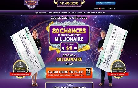 zodiac casino lobby screenshot